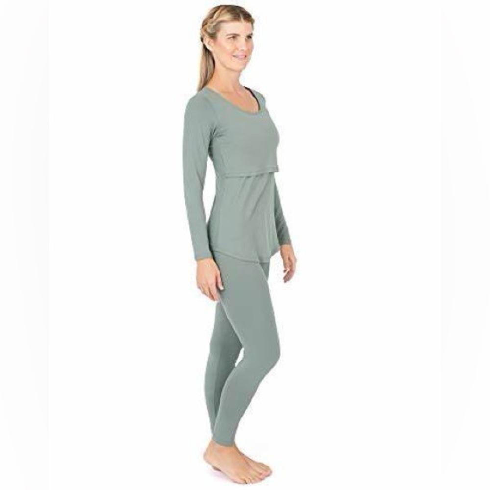 Kindred Bravely JANE Women's nursing pajama Sleepwear Set NIB green medium